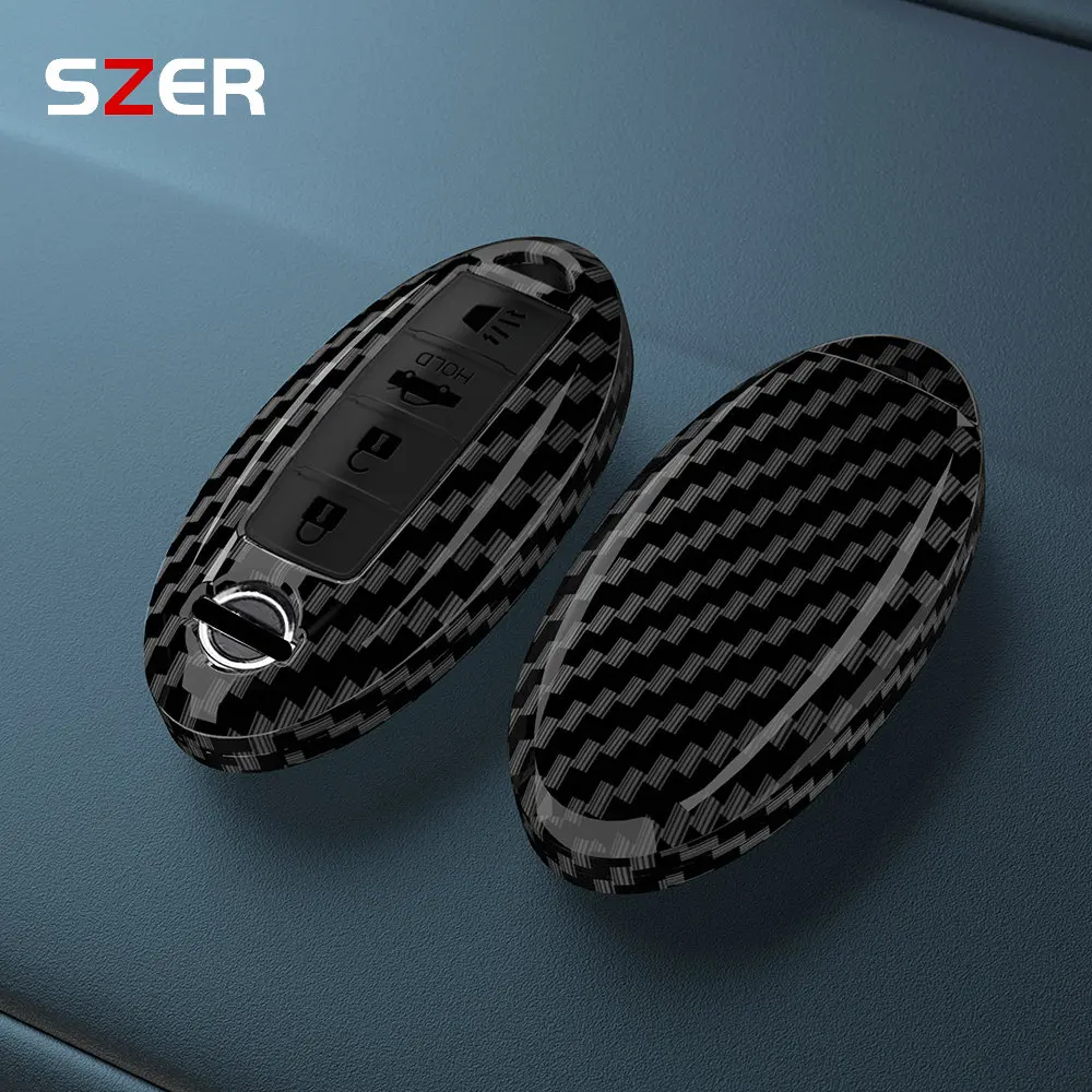 Funda de fibra de carbono ABS para llave de coche, funda para Nissan Qashqai x-trail T32 T31 Juke J10 J11 Kicks Tiida Pathfinder Note para Infiniti Bag
