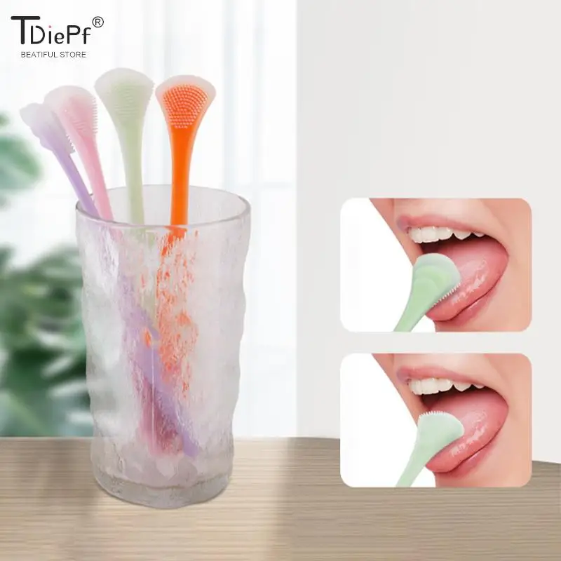 1PCS Tongue Cleaning Brush Soft Silicone Tongue Cleaning Tool Double Side Cleaning Massage Tongue Scraper Oral Health Care Tool