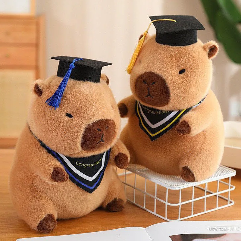 2026 graduação capivara brinquedo de pelúcia bonito boné de formatura boneca animal de pelúcia macio kawaii presente para estudante cerimônia de formatura decoração menina