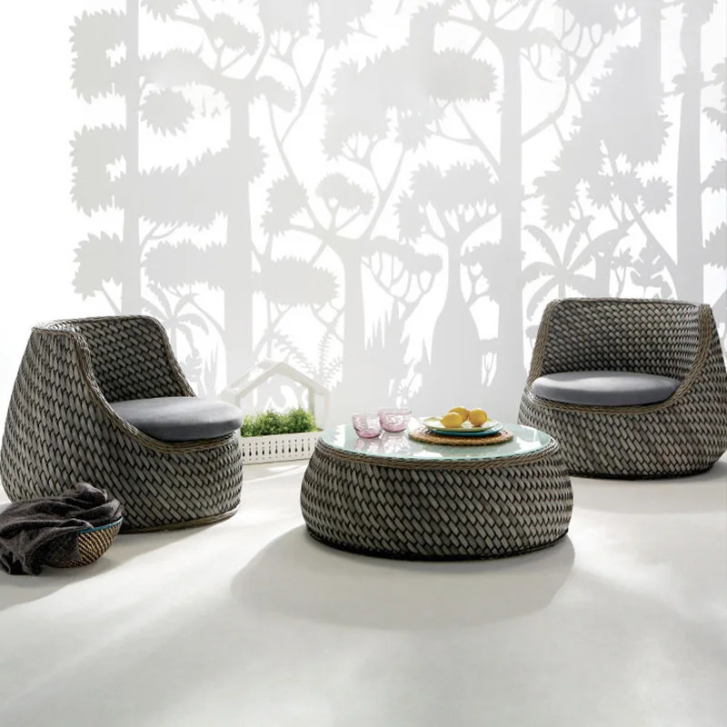 

Rattan sofa Internet celebrity outdoor furniture leisure courtyard rattan chair garden classical open-air round balcony
