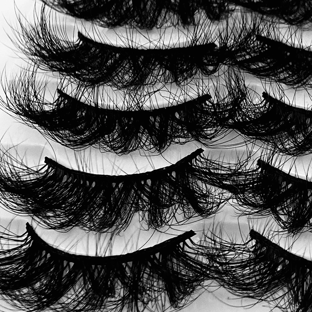 5 Pairs 25mm 8D Mink Lashes Bulk Fluffy Natural False Eyelashes Thick Dramatic Faux Mink Eyelashes