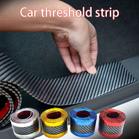 Car Threshold Strip Anti Scratch Door Sill Protector Rubber Strip Carbon Fiber Car Threshold Protection Bumper Film Sticker