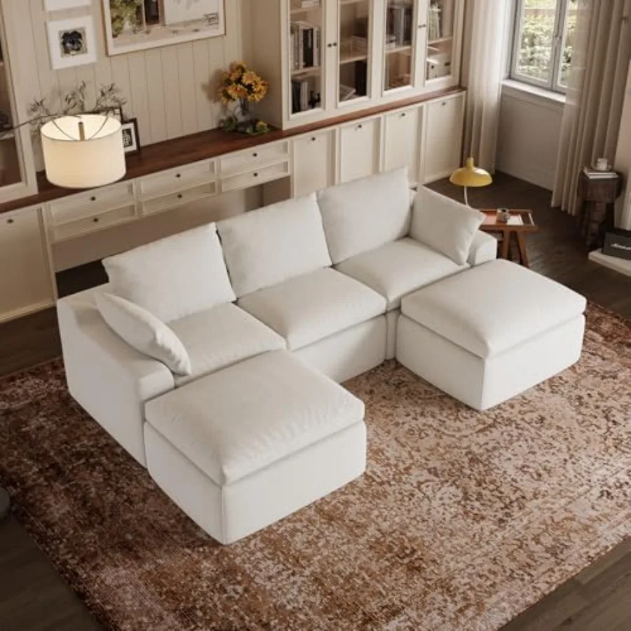 

104.3" Modular Cloud Couch, Modern Sectional Sofa with Smarts Coil® Support, Chenille Fabric, Upholstered Couch for Living Room