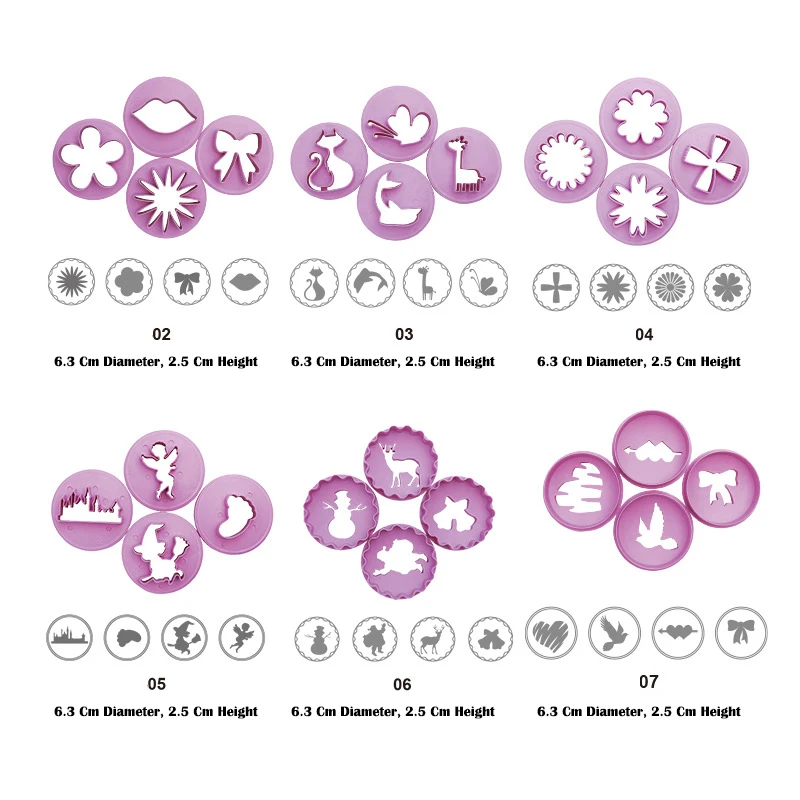 4Pcs/Set Plastic Biscuit Embossing Mould Cupcake Fondant Round Double Sided Shape Cutting Die Chocolate Mold Bakeware