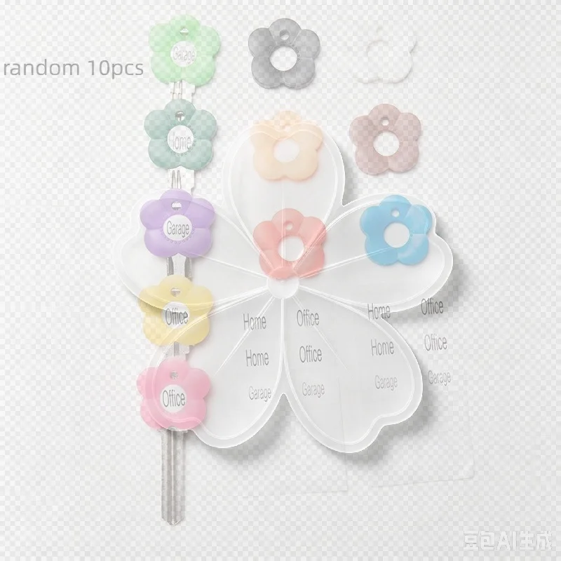 10Pcs Flower-Shaped Silicone Keycap Durable Key Protection Covers Easy-To-Install Keychain Organizer Random Color