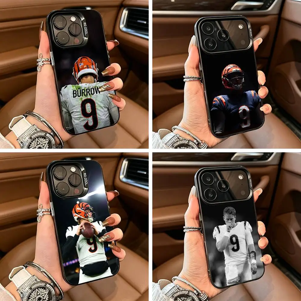 Football-Sports Joe Burrow 9 Phone Case For IPhone17  16 11 12 13 14 15 16 Pro Max Plus Cover Colored Silver Funda Bumber