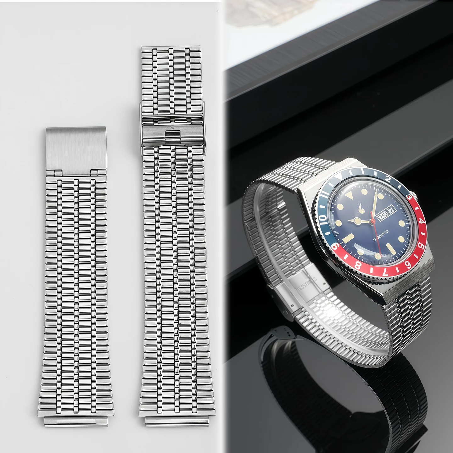 For TIMEX Q Series TW2T80700 TW2U61200 TW2U61300 stainless steel watchband men's Watch accessories Convex metal strap 18MM