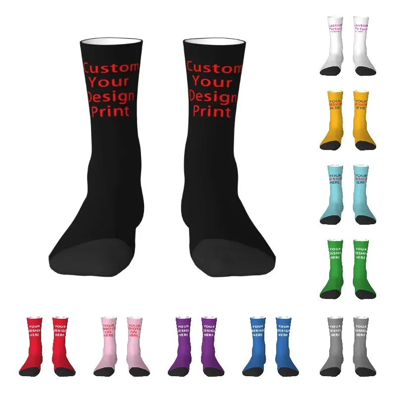 Bearbeiten Sie Ihr Design Kleid Socken für Männer Frauen warme lustige Neuheit benutzer definierte Logo gedruckt Crew Socken