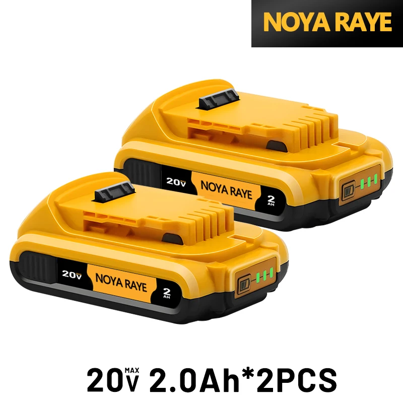 

2 упаковки литиевых батарей 20 В, 2 Ач, совместимых с DCB208 DCB206 DCB204 DCB180 для беспроводных инструментов Dewalt