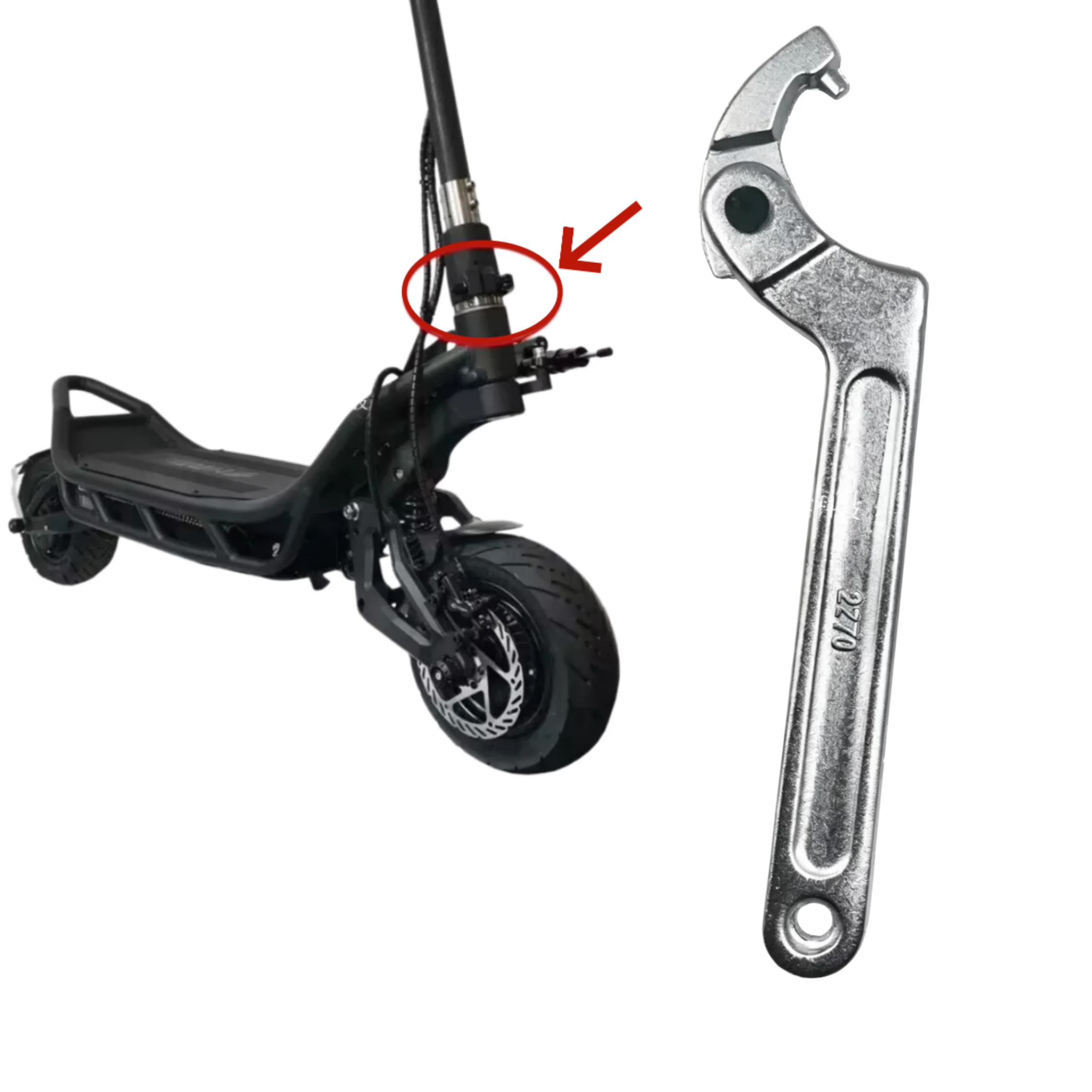 Multi-Functional Wrench Crescent Hook Tool for Nami E 2 Max Electric Scooter Rotating Head Folding Disassembly Accessory