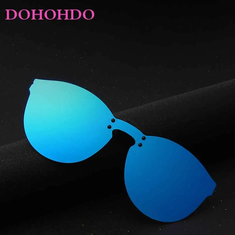 DOHOHDO Mirror Oversized Polarized Clip On Sunglasses Women Men Rimless Driving Goggle Flip Up Lens Glasses Cover Eyewear UV400