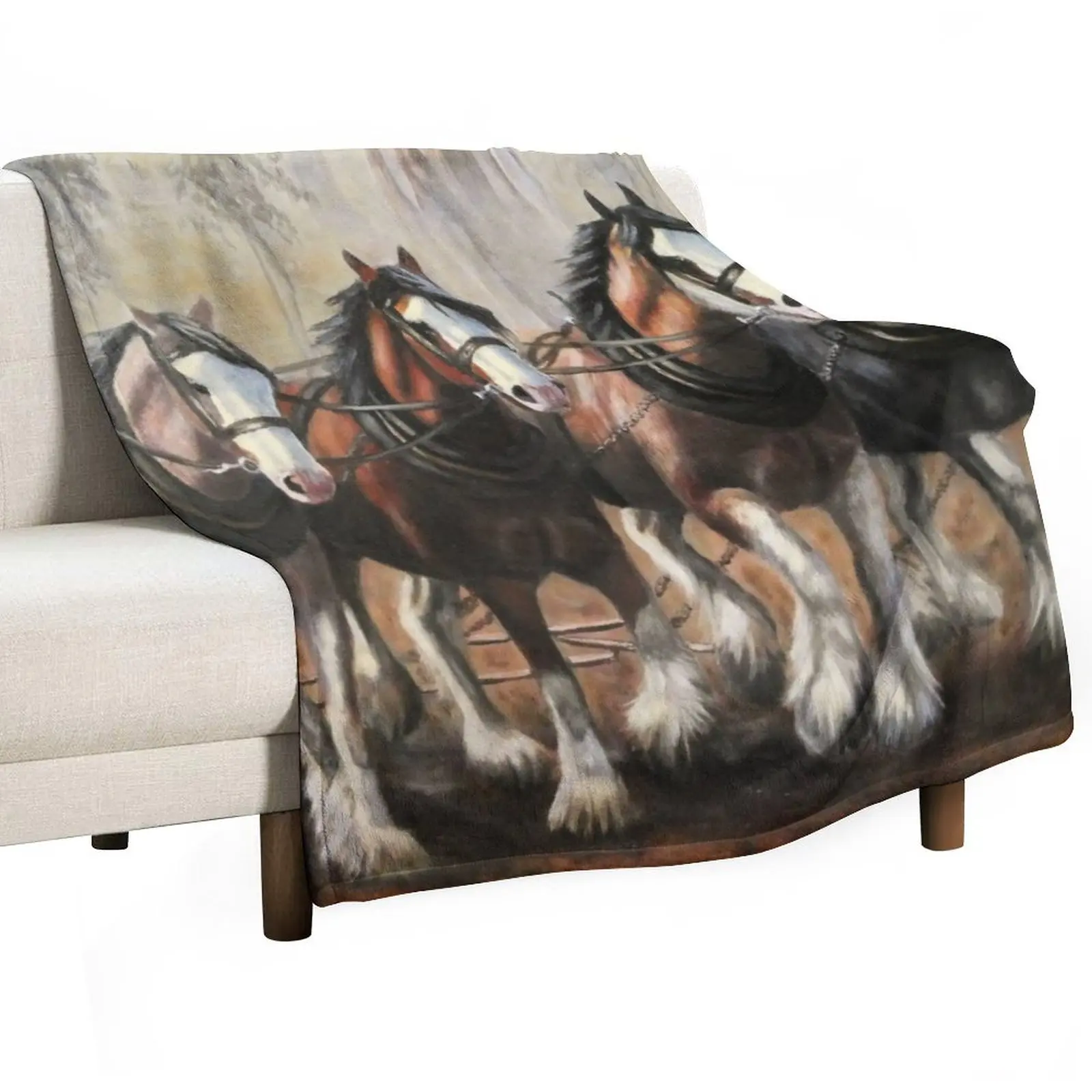 Clydesdale Horses Throw Blanket Luxury Thicken Large Sofa Throw Designers Blankets