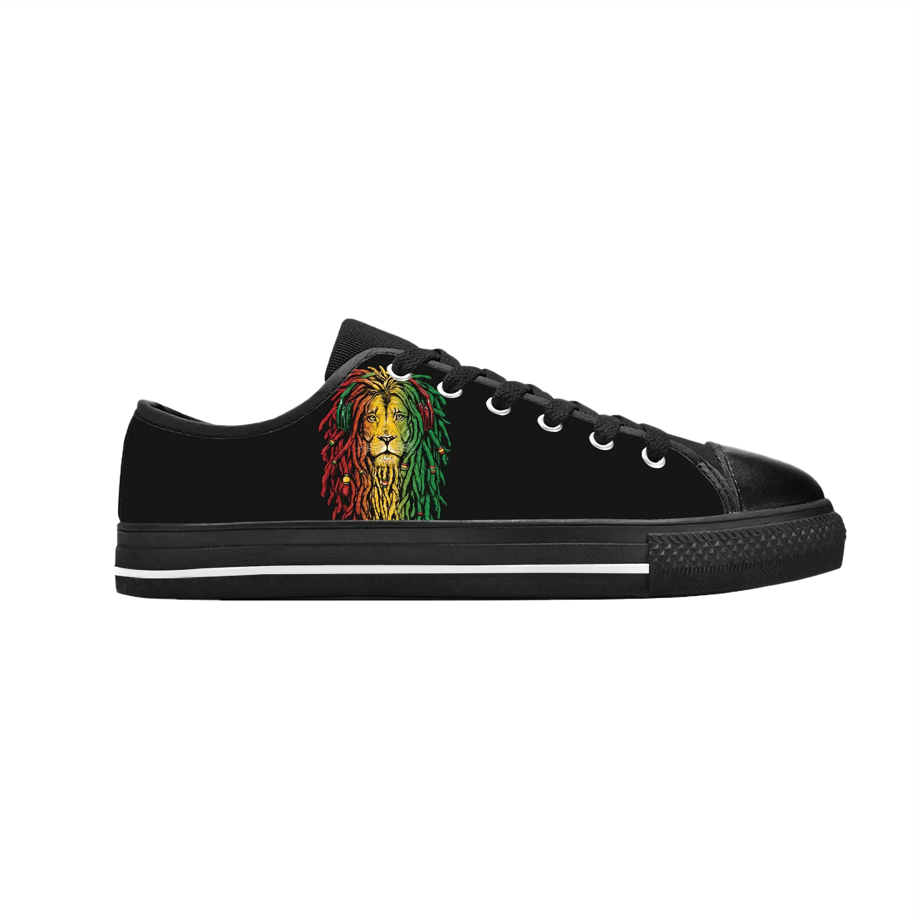 

Reggae Rasta Rastafari Lion Of Judah Music Rock Casual Cloth Shoes Low Top Comfortable Breathable 3D Print Men Women Sneakers