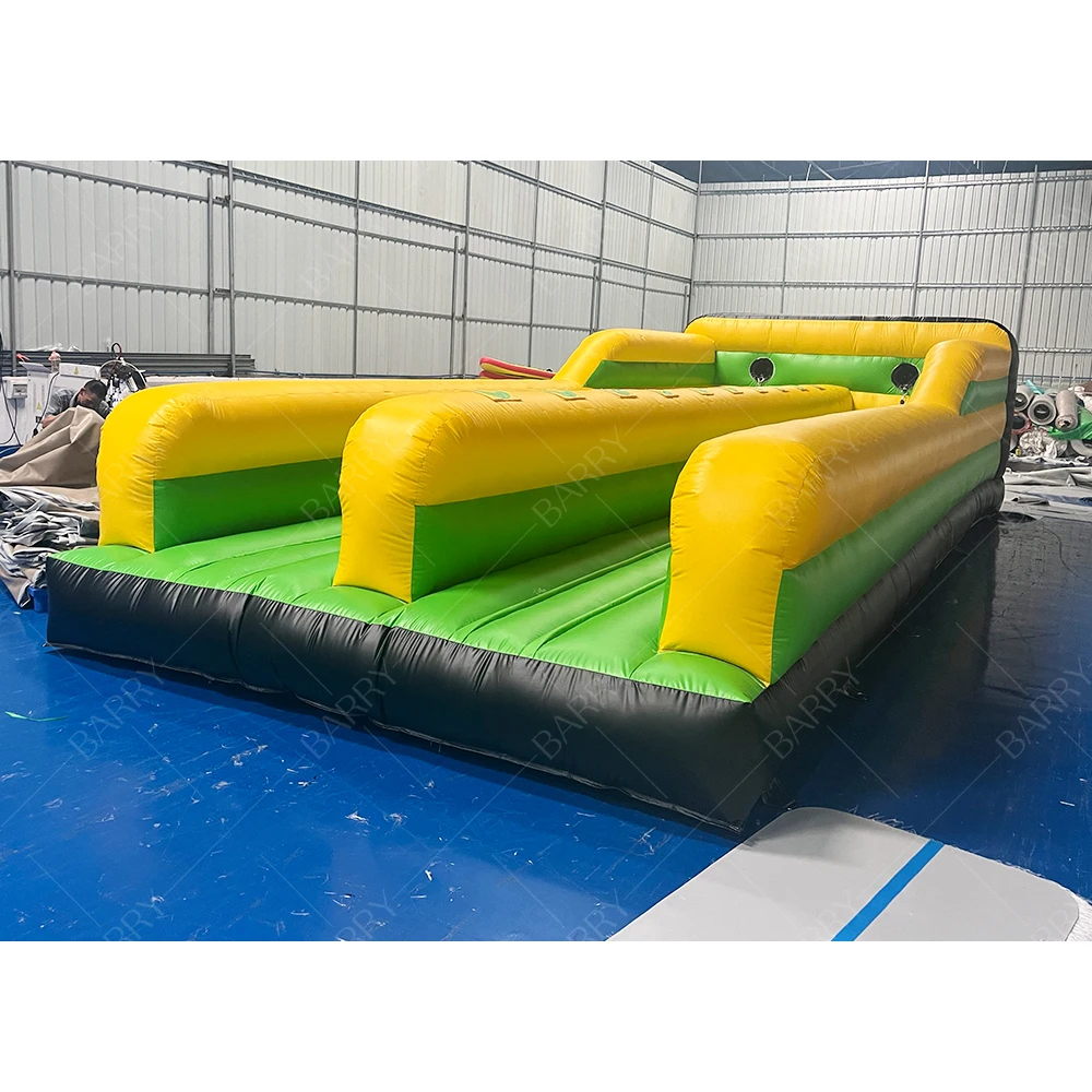 

Customized Commercial Outdoor Carnival Battle Games Team Competitive Games Two Lane Inflatable Bungee Run With Ips Light System