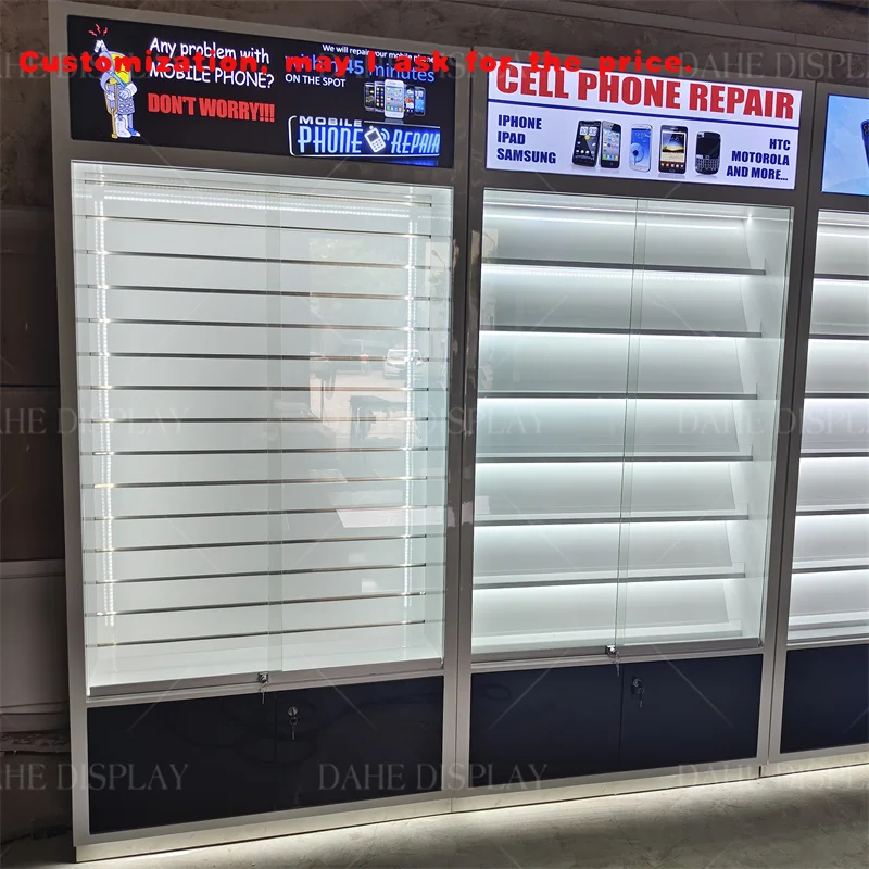 

custom.Custom Style Phone Accessories Display Wall Cabinet Phone Shelves Slat Wall Showcases Cell Phone Stand