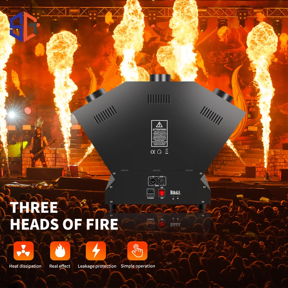 

3 Реальные огнеметы Сцена диско оборудование DMX Дистанционный огнемет Музыкальная вечеринка Рождество