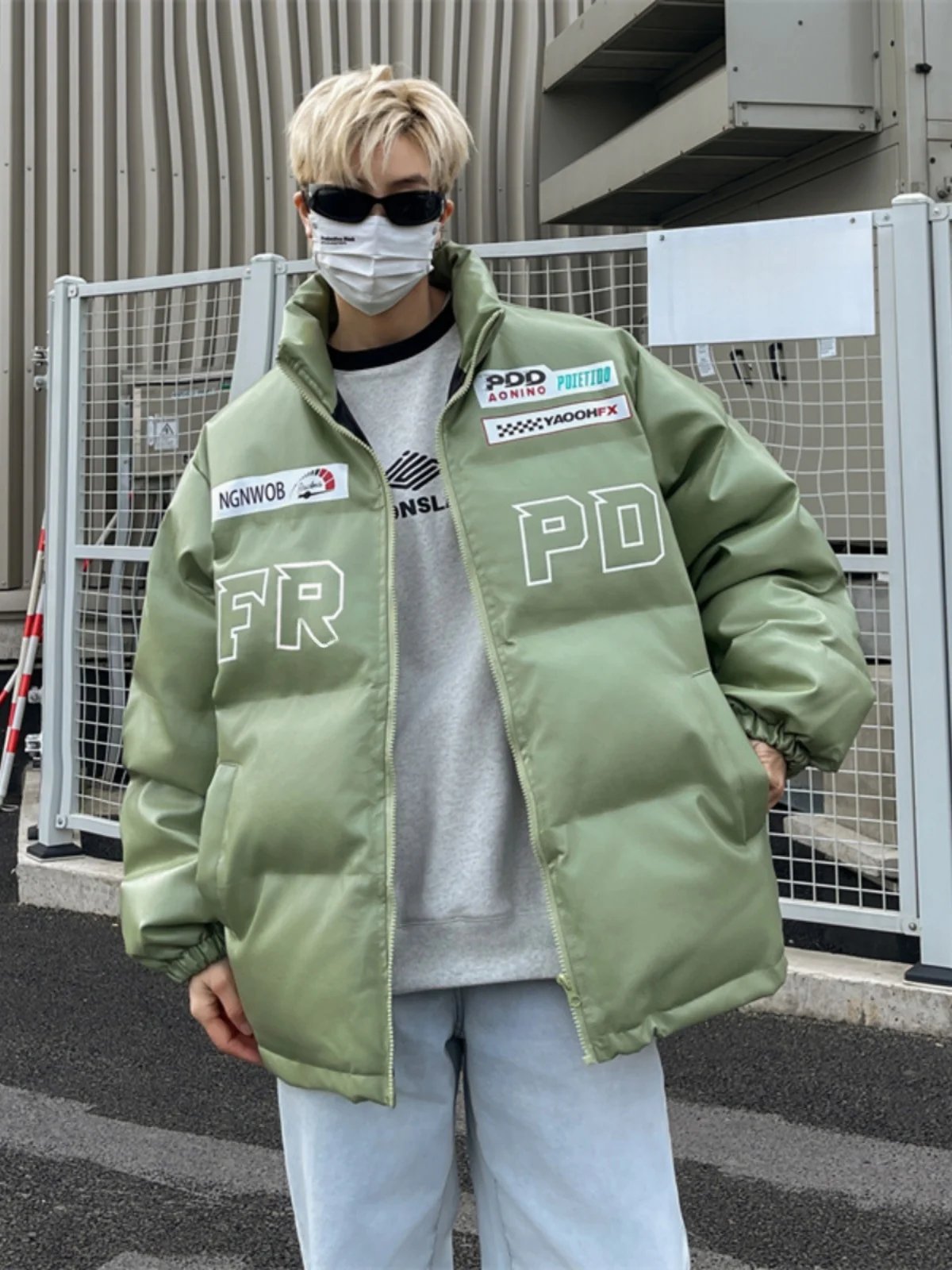 الرجعية الأمريكية المطرزة الوقوف طوق بو الجلود القطن Jaet ex الخريف الشتاء جديد Sle الخبز Sle معطف عصري كبير الحجم #2