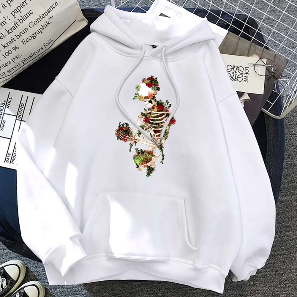 Succulent Surrender Skeleton overgrown with plants Hoodie Men Fashion Casual Hoody Casual Fleece Clothes Loose Street Pullover