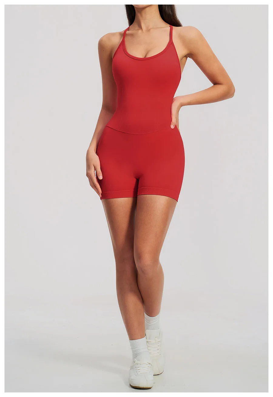 Yoga-Sets Nahtlose Gym-Jumpsuits Damen Einteiliger Sport-Bodysuit Overalls Aktivbekleidung Fitness-Trainingskleidung Kurze Outfits – Detail 4