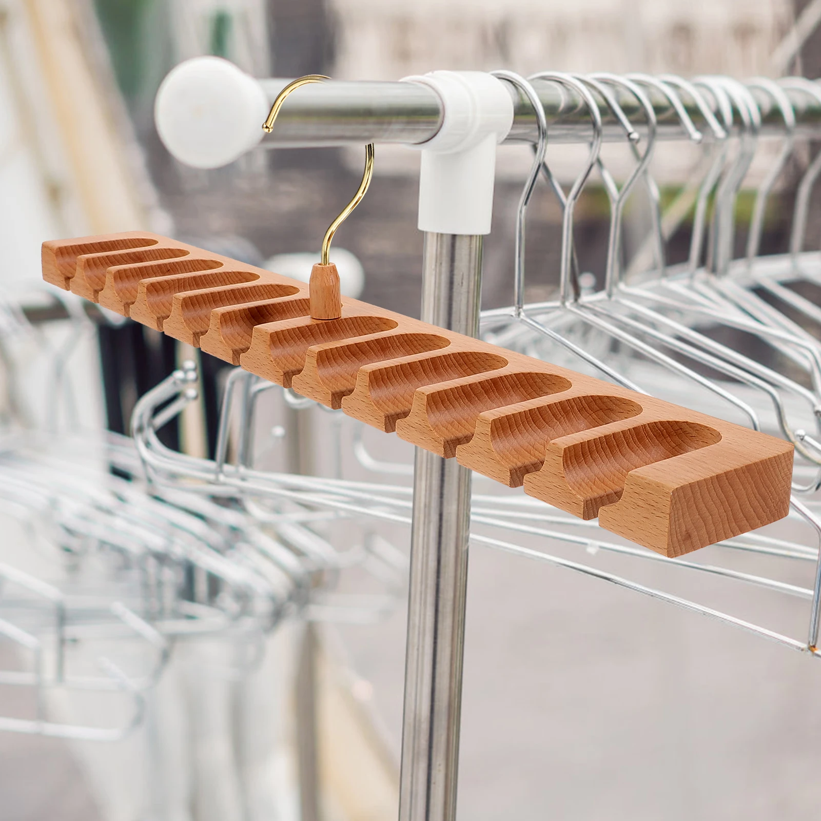 

Belt Storage ganizer Rack for Closet Wall Mount Beech Wood 12 Belt Capacity Log Wardrobe Shelf Multiple Belts Tie