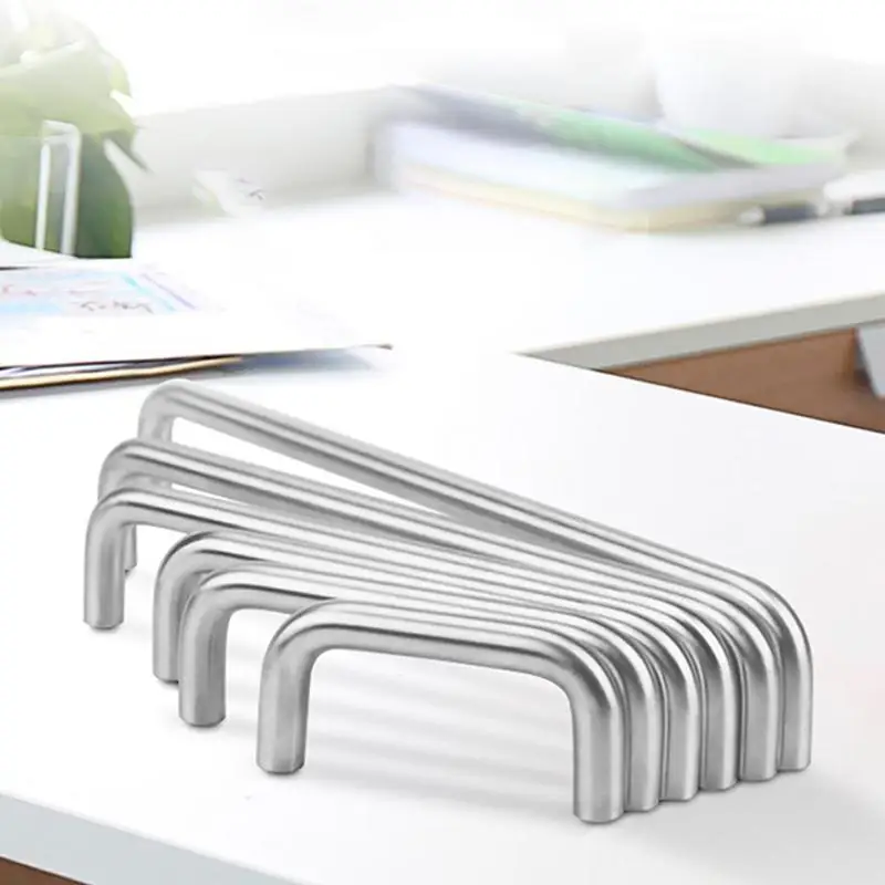 304 Stainless Steel Innerl Thread U-Shaped Double Curved Handle Modern Cabinet Door Handles Nordic Drawer Door Knobs Pulls