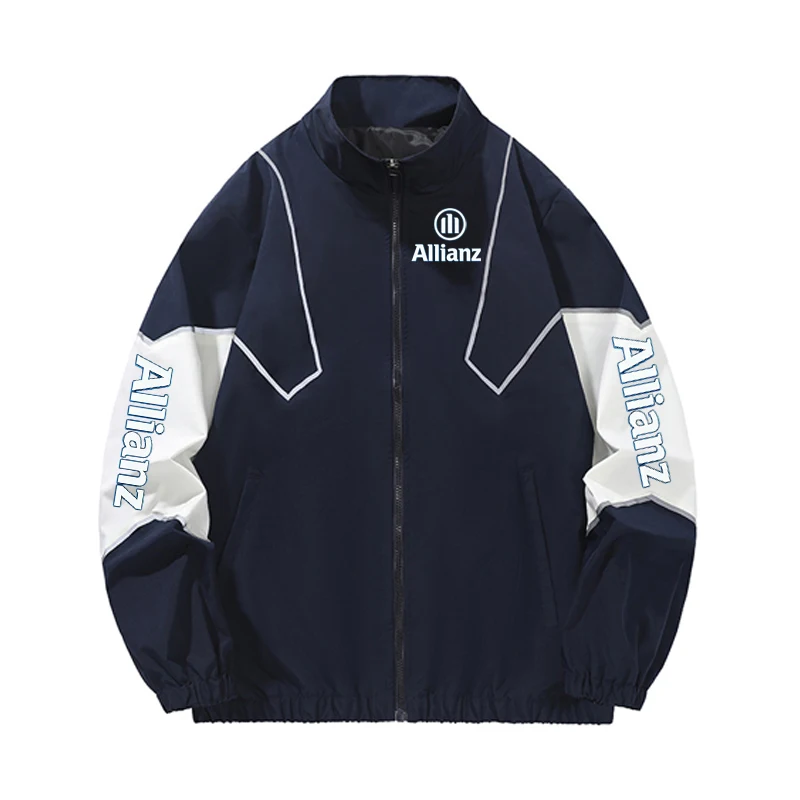 

Allianz logo Men's Racing Jacket - Trendy Street Style Zipper Coat - Matsuda Style Lightweight Sport Jacket - Patched High-Qual