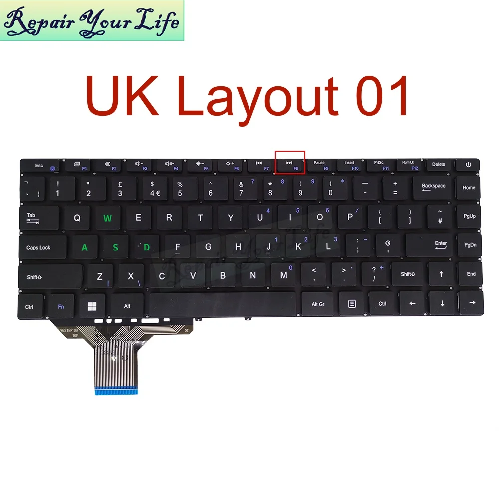 Imagem -05 - Teclado Notebook para Teclast f7 Plus Eua Reino Unido la kr Pt-po Plus ii 14.1 Português Inglês Notebook Coreano