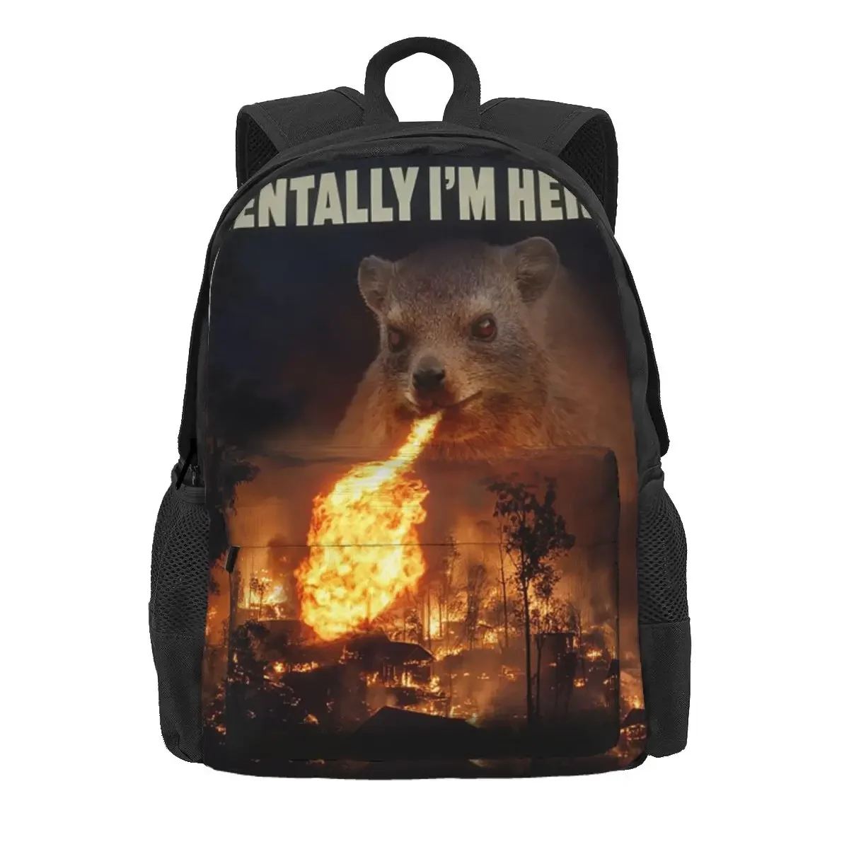 

Mentally I'm Here Rock Hyrax Backpack Daypack Large Capacity Kids BookBag School Bag Shoulder Bags for Men Women