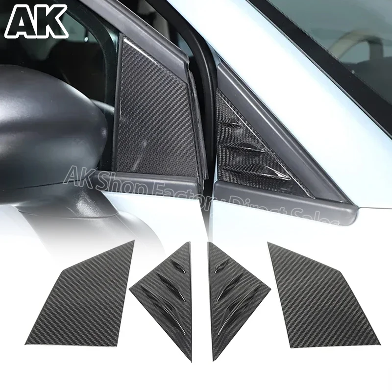 

For Fiat 500 2016-2022 Real Carbon Fiber Car Outer A-pillar Triangle Decorative Cover Sticker Car Protection Accessories