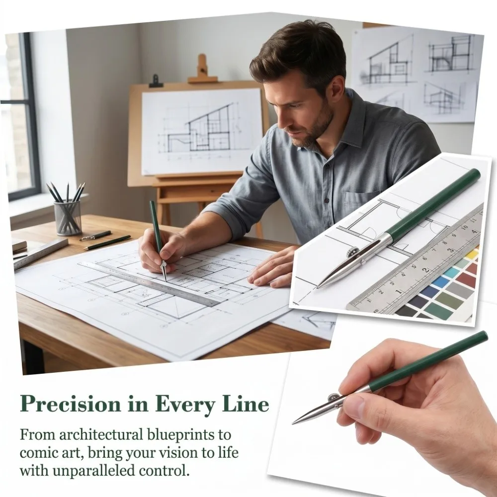 Green Ruling Pen Two Sizes Adjustable Comic Line Sketch Tool Smooth Drawing Multi Function Duckbill Drawing Pen