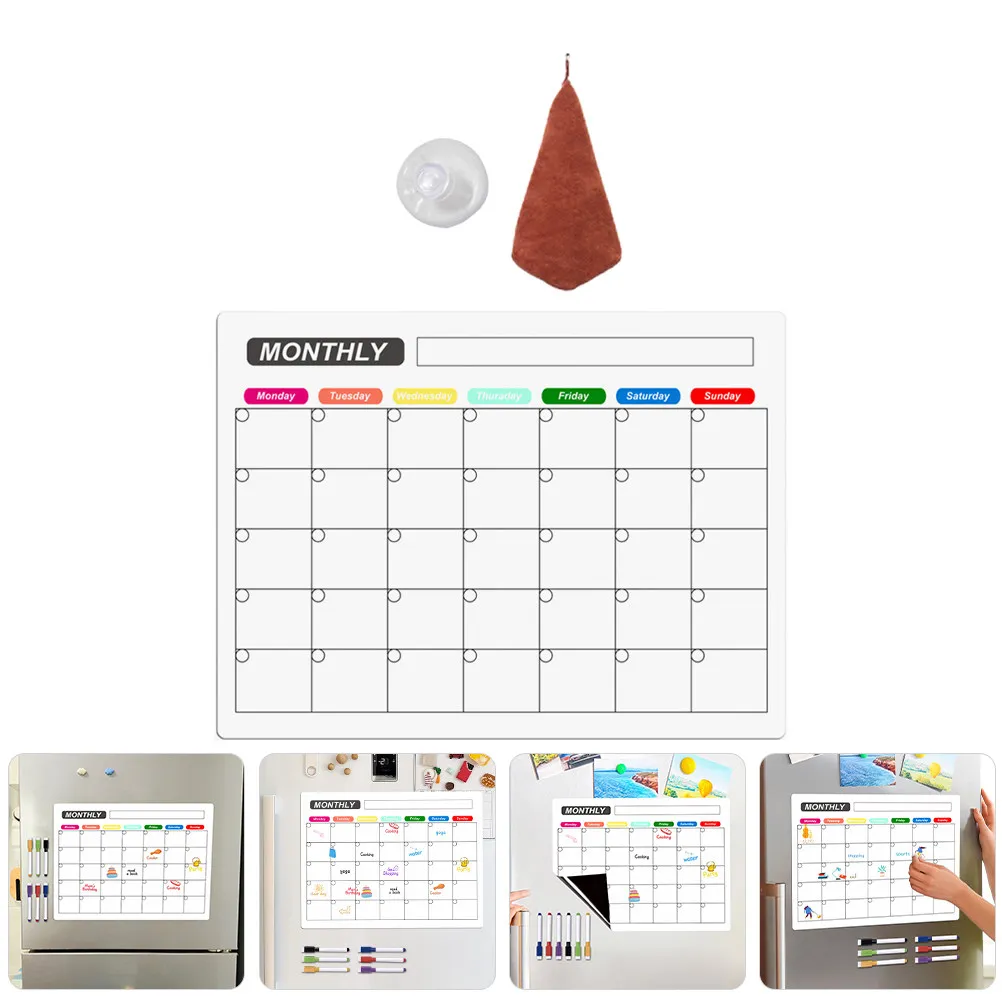 

1Set Magnetic Dry Erase Daily Planner Board Clear Plastic Fridge Whiteboard Reusable Schedule Organizer for Kitchen Refrigerator