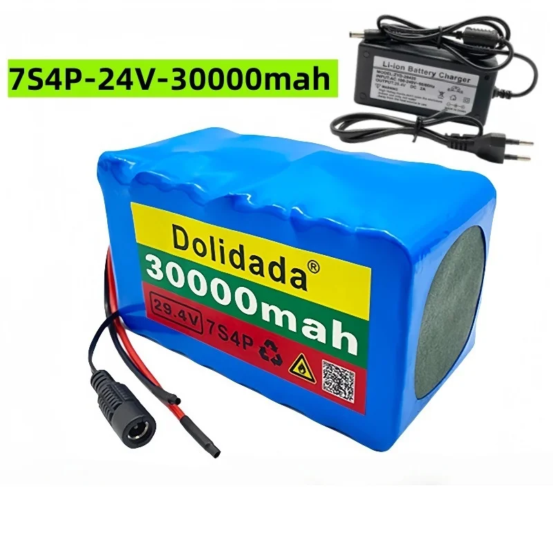 24V 30Ah Lithium Battery Pack for Electric Bicycle 18650 Rechargeable Lithium Battery Pack with Overcharge Protection and BMS