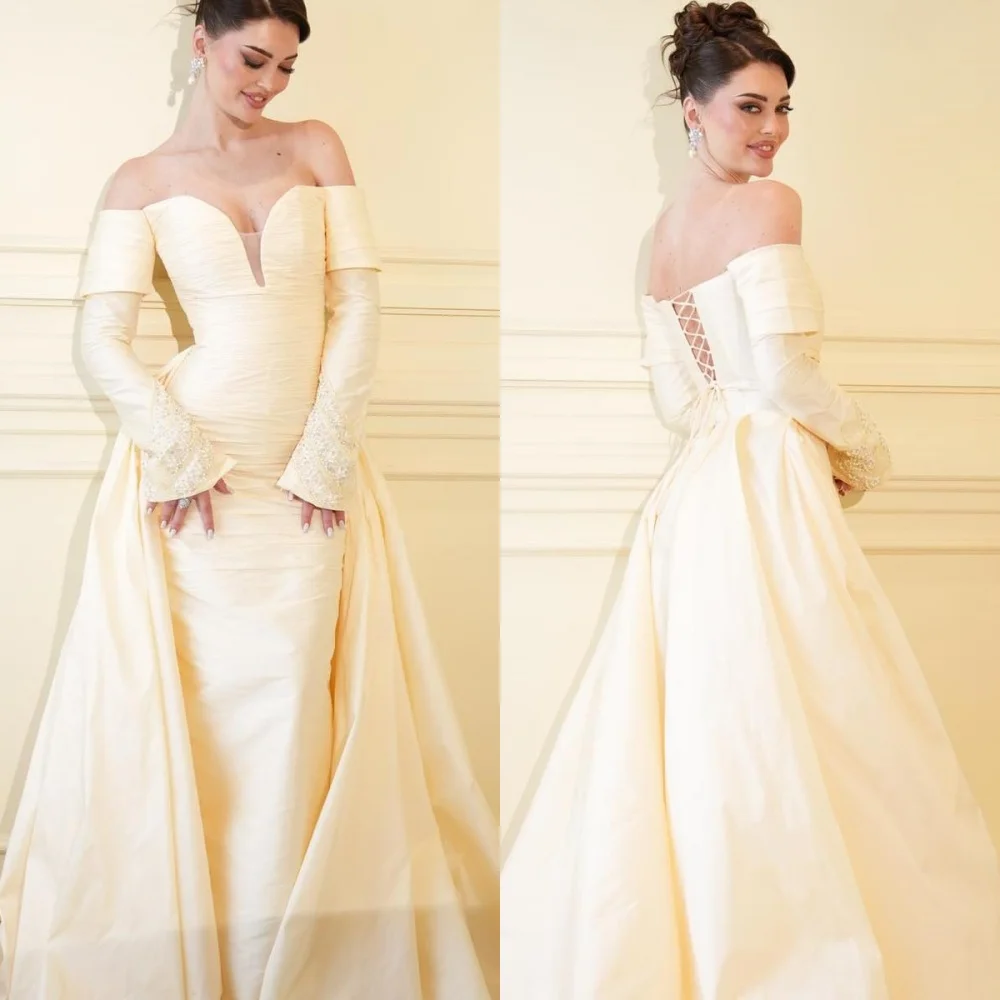 

Customized Sparkle Pleat Straight Off-the-shoulder Long Dresses Bespoke Occasion Exquisite High Quality Fashion