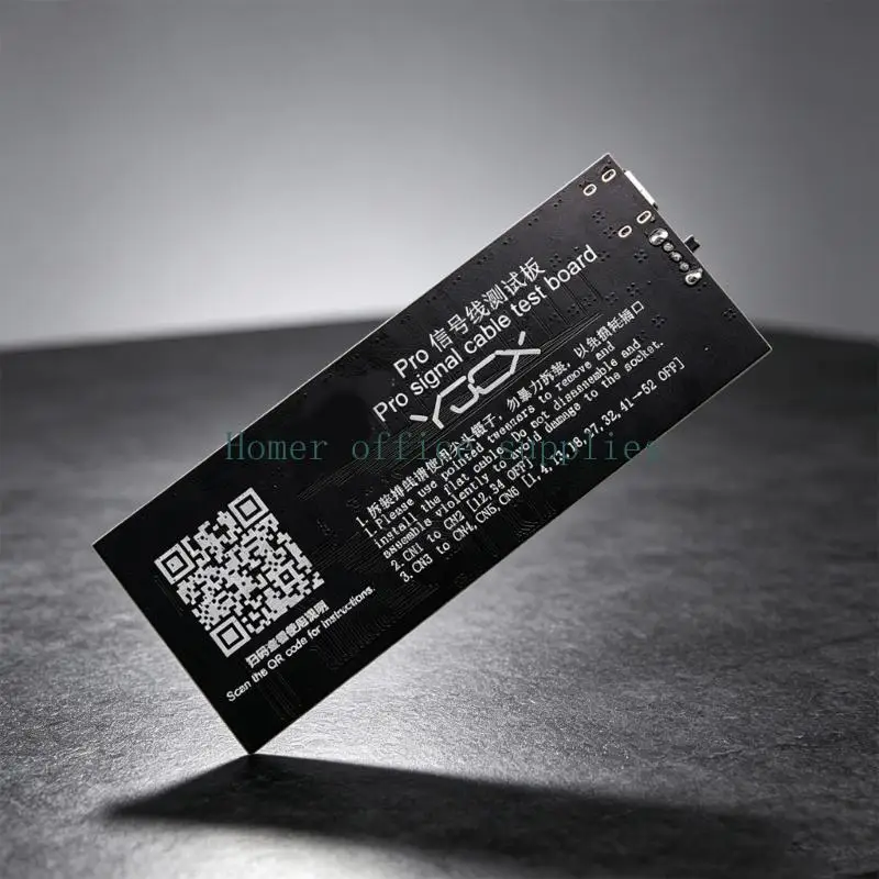 K43B Signal Cable Test Board With Power Input, Status Lights, Circuit Layout, and Printed Guide for Repair Line Inspection and