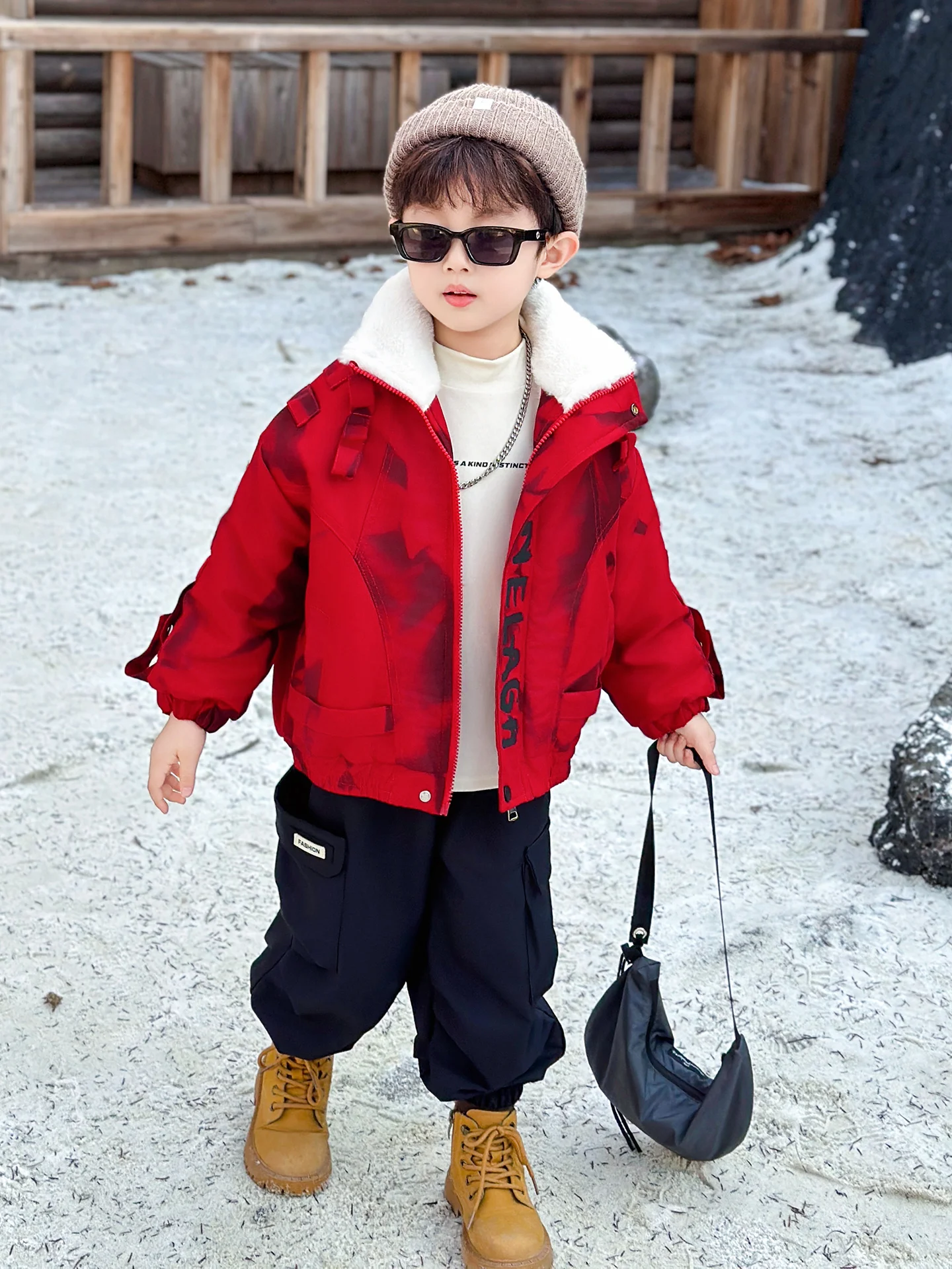 

Boys Cotton Jaet Winter Thiened Fce Lined Parka Coat Baby Warm Faionable Trendy Long Sve Zipper Closure Hoodie