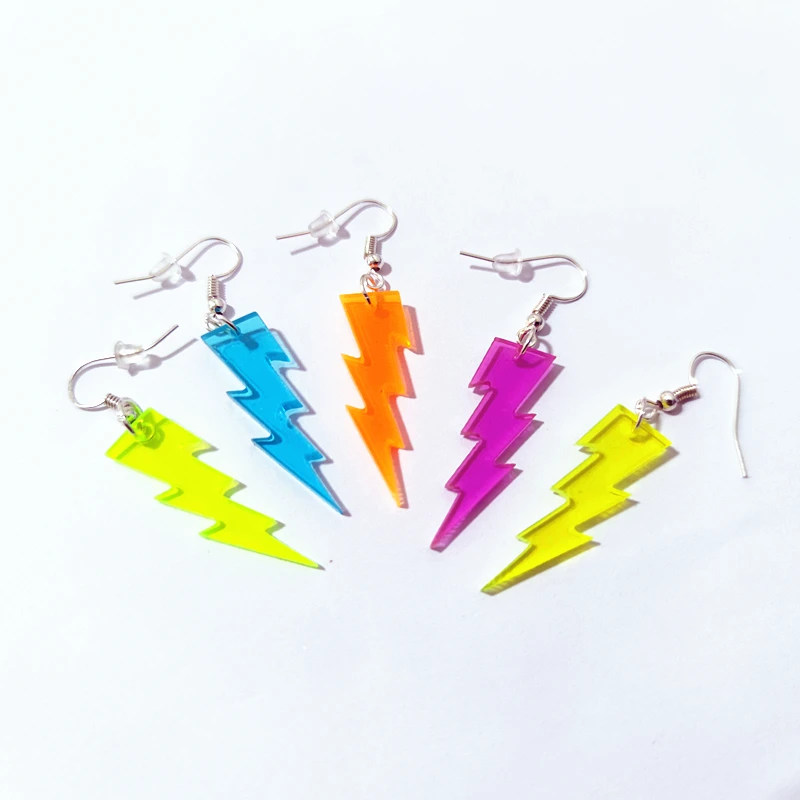 KUGUYS Trendy Geometric Hyperbole Small Lightning Jewelry Acrylic Drop Earrings for Women Fashion Accessories