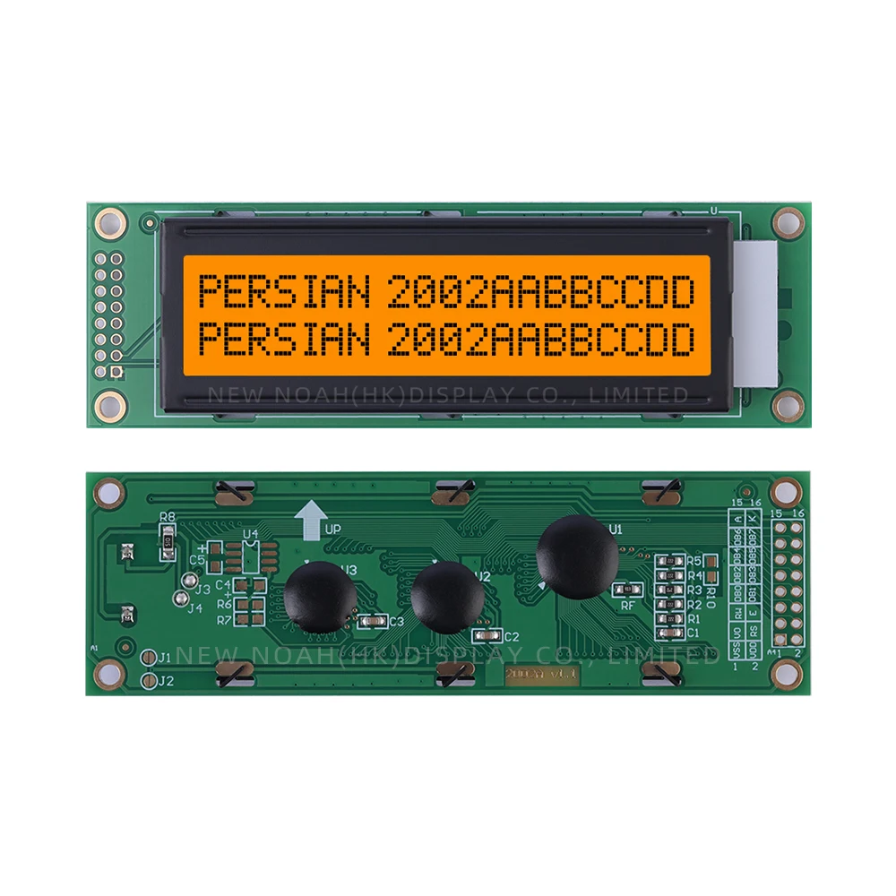 Letras pretas de luz laranja persa 2002A Módulo LCD de caracteres 02 * 20 LCD ST7066U Fabricante de fonte de tela de exibição de 2,6 polegadas