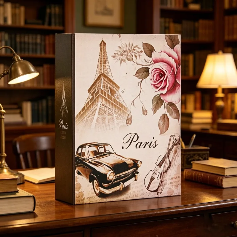 Mini Photo Album Book, Insert Type Eiffel Tower Retro Style, Holds 100 Pcs 6-inch Photos, Ideal for Wedding, Family Anniversary