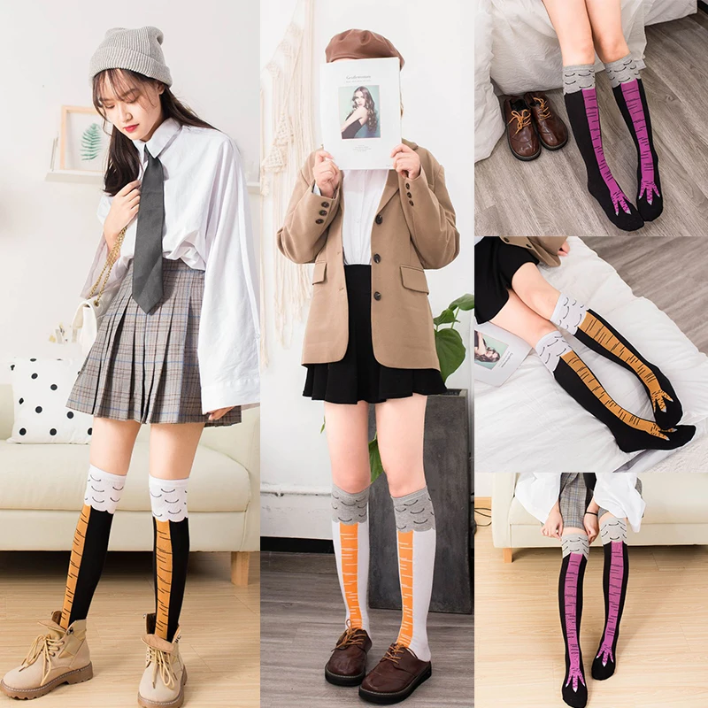 Funny Chicken Paw Stocking Over Knee Pressure Thin Leg Long Stockings Women Spring Autumn Winter Middle High School Girls Socks