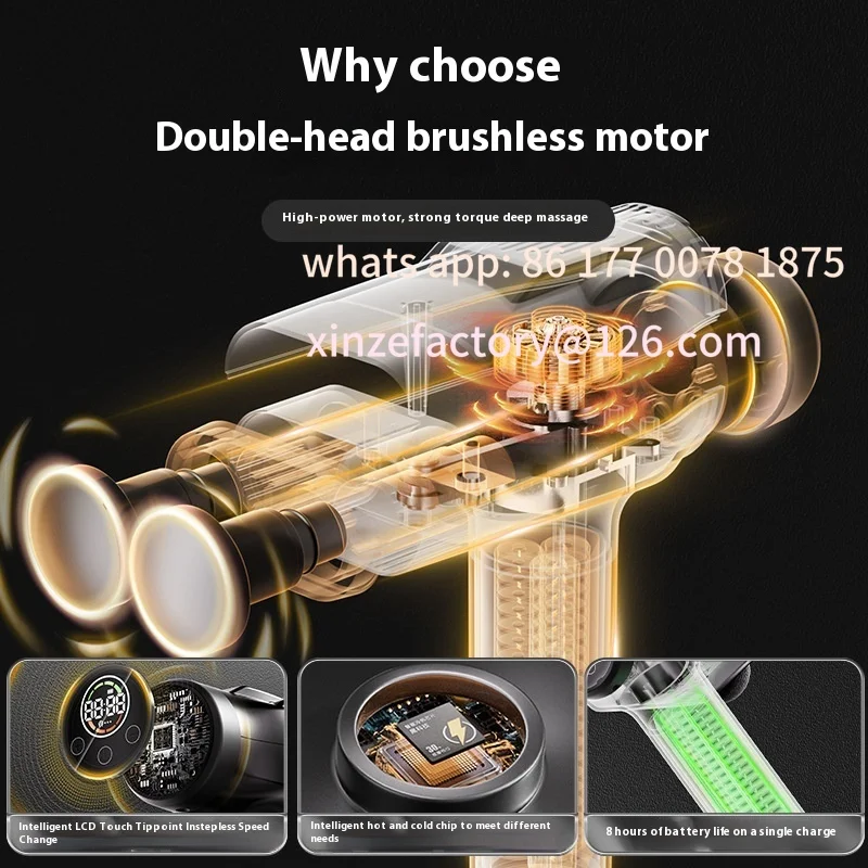 

CustomizableGun with Deep Tissue Percussion Muscle Massage Multifunctional Rechargeable Double Head Handheld Mini Massager
