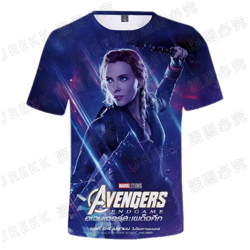 Summer Marvel The Avengers 3D T shirt Teen Children Streetwear Black Widow Printed T-shirts Boy Girl Kids Cool Tops Tee