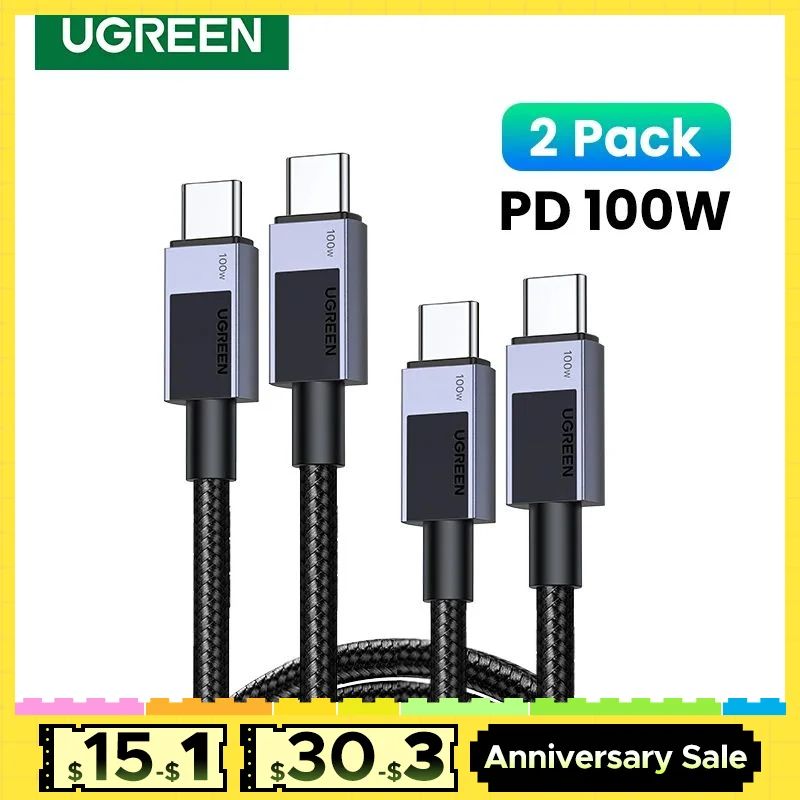 UGREEN USB C Cable Type C 100W Fast Charging For Macbook iPhone 15 Samsung Galaxy S2 Xiaomi PD Fast Charging 100W 5A Fast Cable