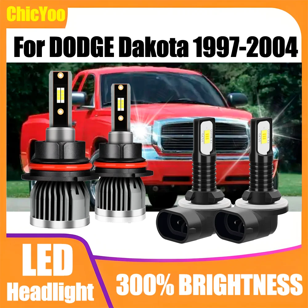 

30000LM LED Headlight Bulbs High Low Beam 150W CANBUS No Error Auto Fog Lights 12V 6000K Super White For DODGE Dakota 1997-2004