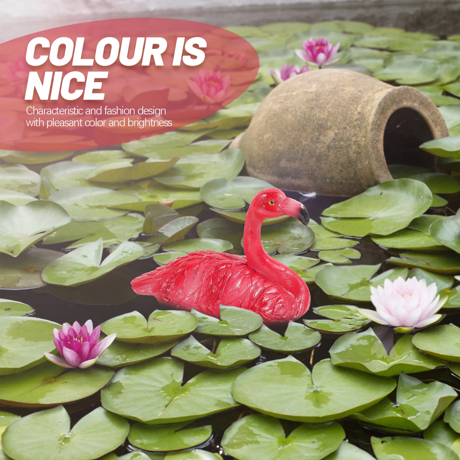 

Floating Red Flamingo Figurine Resin Ornament for Fish Tank Aquarium Decor Desktop Animal Sculpture Garden Statue