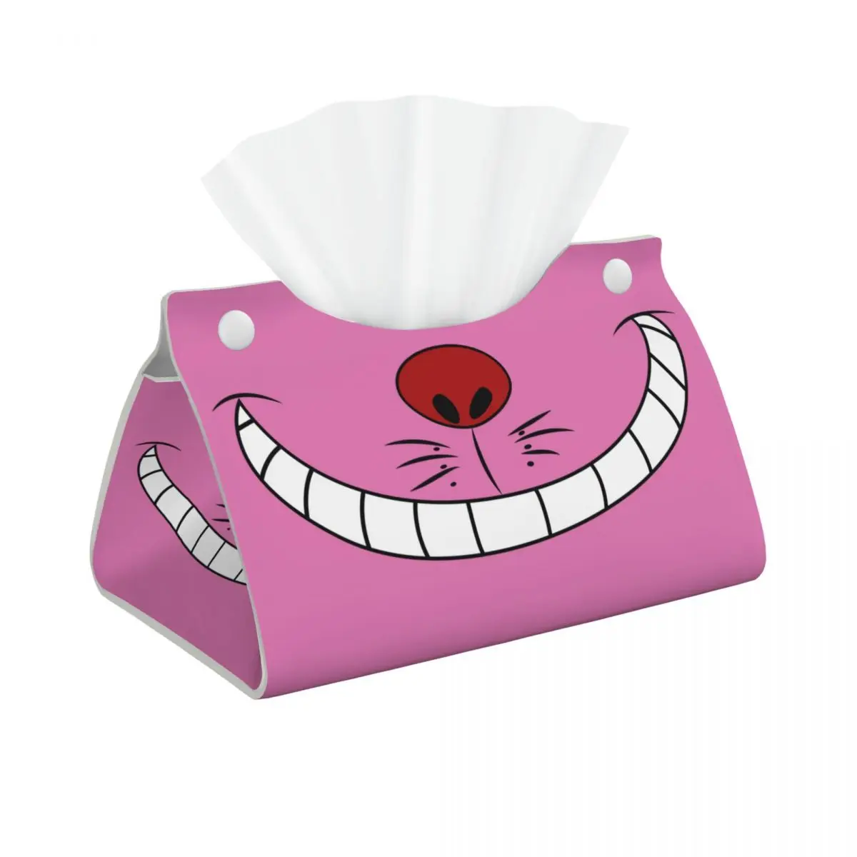 Custom Cartoon Cheshire Cat Tissue Box Cover Rectangular PU Leather Alice In Wonderland Facial Tissues Holder for Car