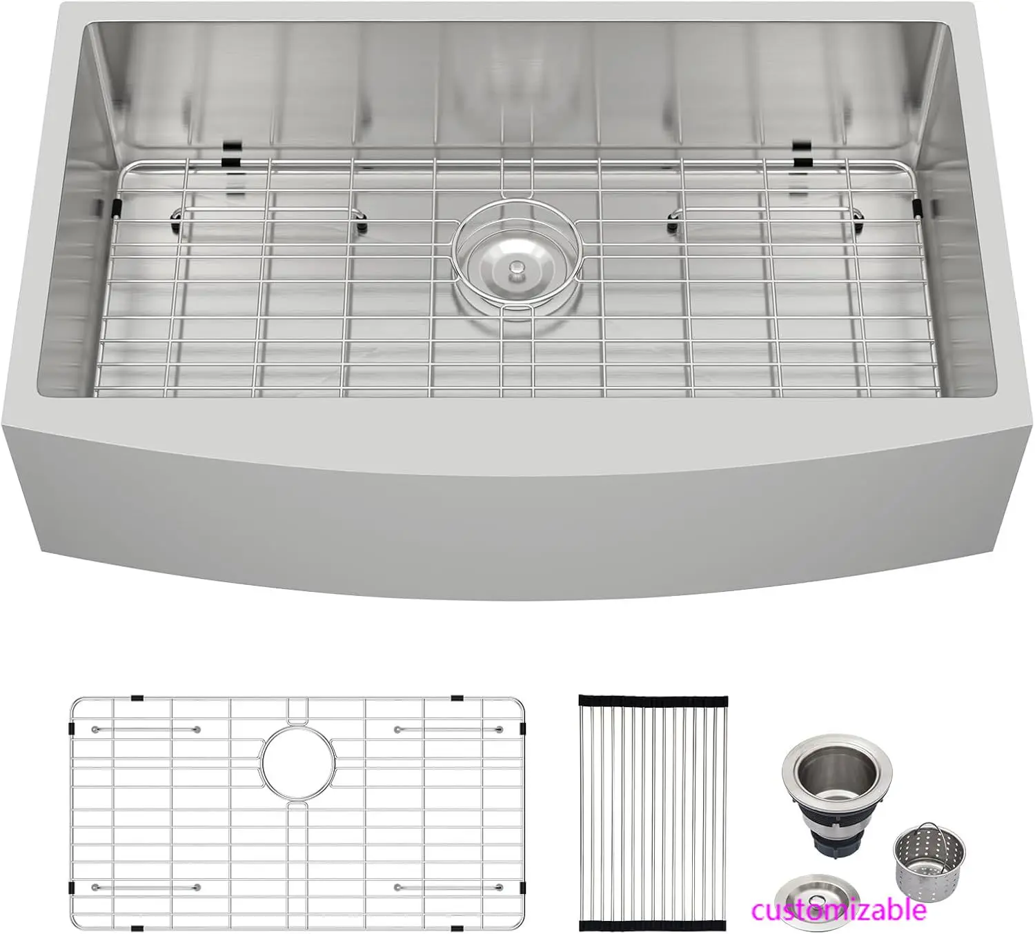 

33 In Farmhouse Sink - 33x20 InchStainless Steel Farmhouse Sinks Apron Front Kitchen Sinks 16 Gauge Single Bowl Kitchen Farm