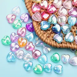 50Pcs 9mm AB Color Heart Shape Flat Beads For Jewelry Making DIY Bracelet Earrings Necklace Pendants