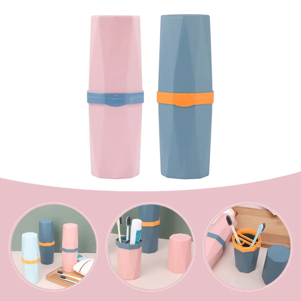 

2 Pcs Wash Cup Set Compact Toothbrush Holder Traveling Holders Container Portable Pp Cases and Mouthwash