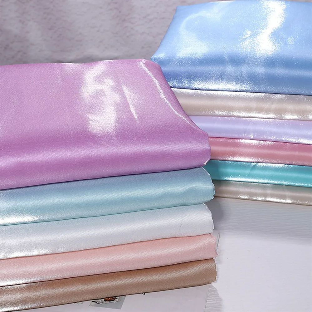 

Shining Glossy Liquid Satin Fabric 50x150cm Metallic Crystal Silk For DIY Sewing Women Dress Suit Costume Drapery Home Textiles