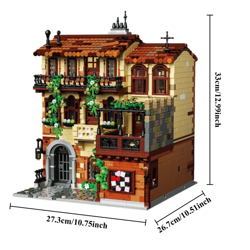 Zestaw do budowania domu Juliet, ponad 3800 elementów |   Figurki budynków z czasów starożytności europejskiej |   Zestaw upominkowy na Halloween i Boże Narodzenie